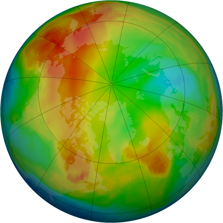Arctic ozone map for 18 January 1991
